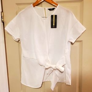 White Sleeve Tie Knot Front Top